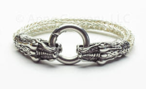 Dragon Head Silver Viking Knit Bracelet