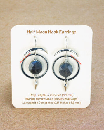 Sterling Silver Half Moon & Spike Labradorite Ear Hooks